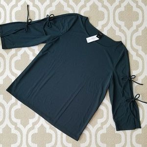 NWT Ann Taylor Lace Up Bell Sleeve Blouse